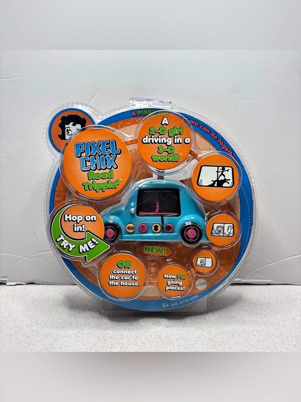 Pixel Chix Road Trippin Blue Car Pink Wheels Keychain Toy Girl 1st Edition NEW